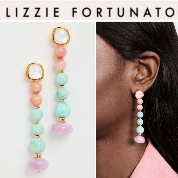 Lizzie Fortunato Costa Nova Multi Stone Drop Earrings Nwt 220$